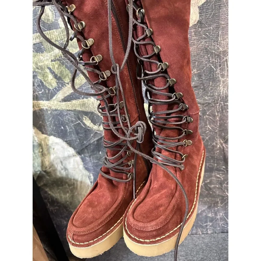 Free People Ava Tall Lace Up Boots Size 37